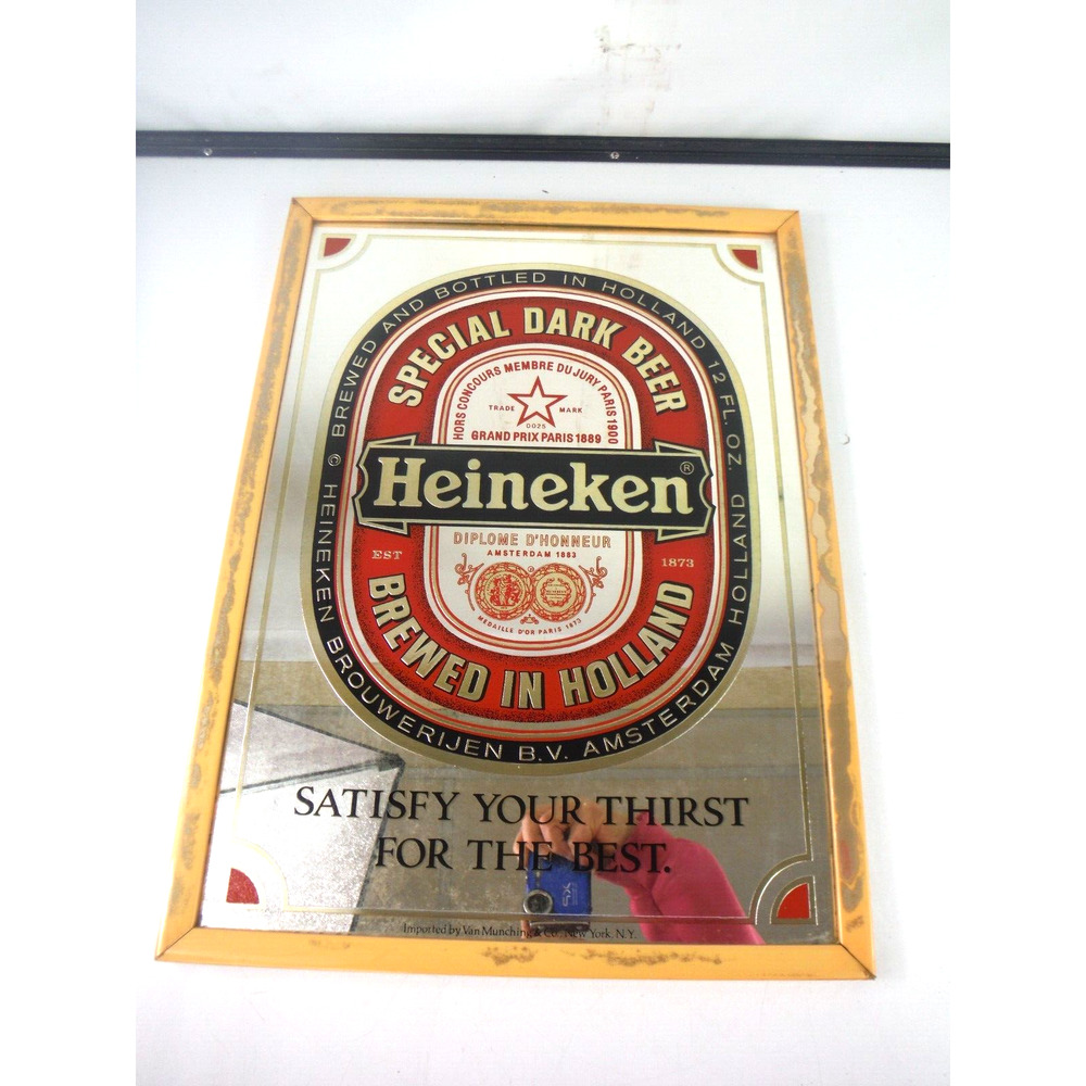 Vintage Heineken Special Dark Beer Brewed In Holland Mirror Mancave